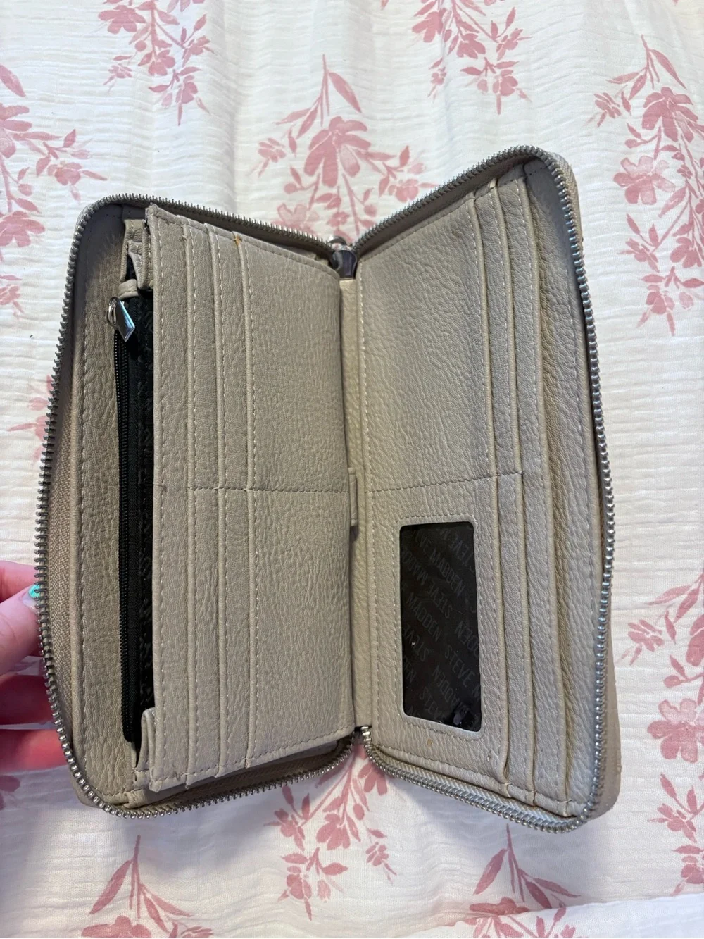 Steve Madden Taupe Quilted Wristlet Clutch